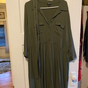 Torrid Size 3 Army Green Belted Midi Dress